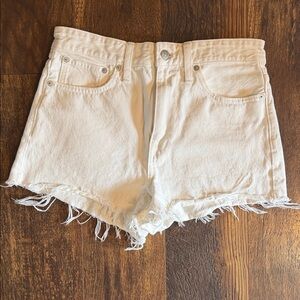 Madewell Cream Frayed Hem Jean Shorts